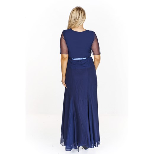 Sukienka M&sz elegancka maxi dla puszystych z aplikacjami  z tkaniny 