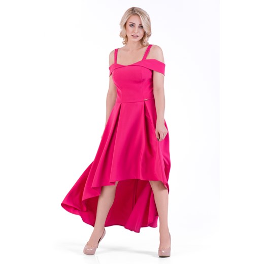 Sukienka Quarelle różowa na wiosnę asymetryczna elegancka karnawałowa 