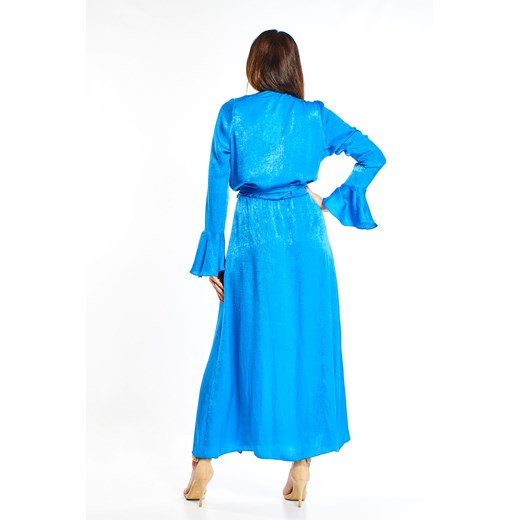 Sukienka Commo z dekoltem w literę v maxi tkaninowa z długimi rękawami 