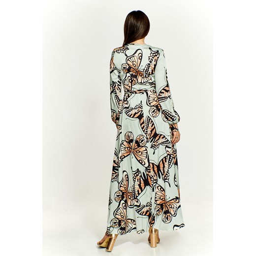 Sukienka Stylove maxi kopertowa z długim rękawem na karnawał w abstrakcyjnym wzorze 