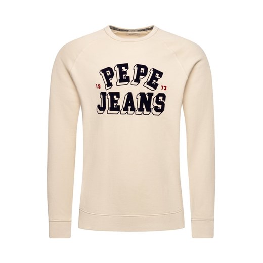 Beżowa bluza męska Pepe Jeans młodzieżowa z napisami 