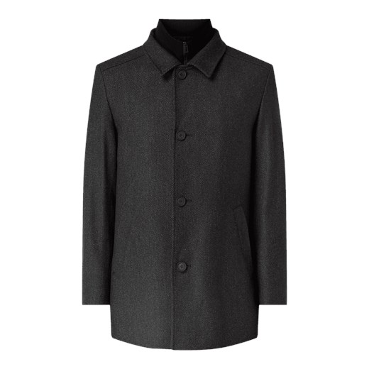 Płaszcz wełniany z plisą w kontrastowym kolorze  Hugo Boss M Peek&Cloppenburg 