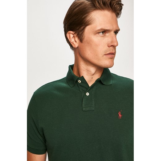 T-shirt męski zielony Polo Ralph Lauren casual z krótkim rękawem 