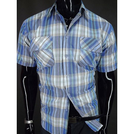 Koszula marki Classic Tige z dwoma kieszeniami, granatowa w kratkę ze 100% bawełny koszule24-eu szary bawełniane