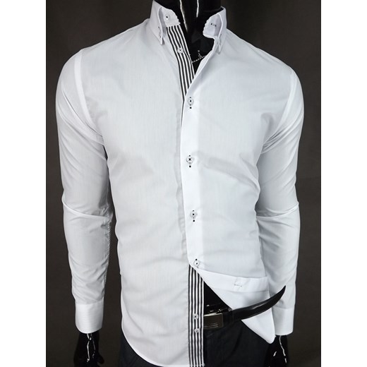 Biała koszula marki Pangia  z kontrastowymi wykończeniami koszule24-eu bialy długie