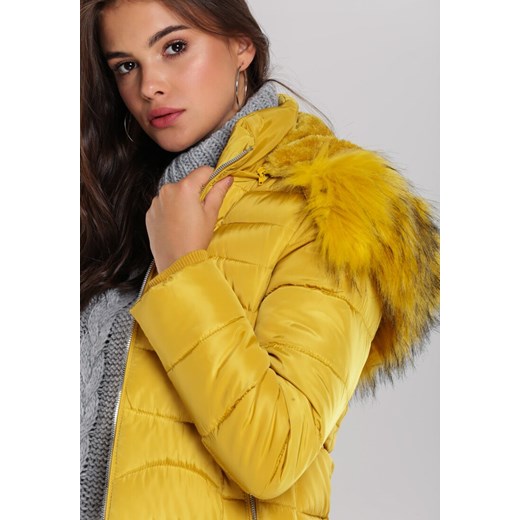 Renee kurtka damska bez wzorów żółta krótka jesienna 