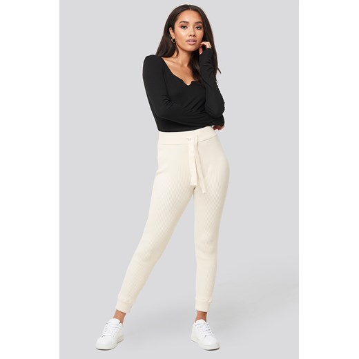 XLE the Label Ty Rib Knitted Pants - White Xle The Label  L NA-KD