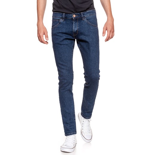Niebieskie jeansy męskie Wrangler bez wzorów 