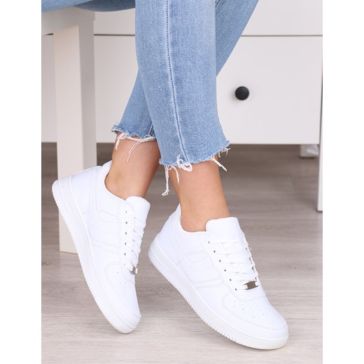 Wygodne białe sportowe buty damskie klasyczne - Obuwie H177