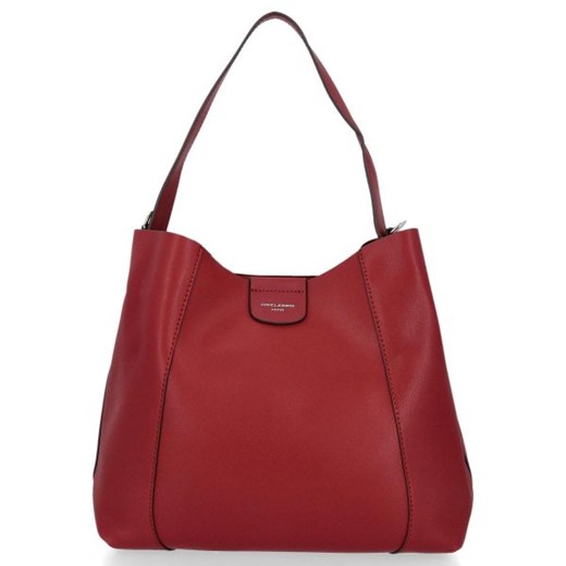 Shopper bag czerwona David Jones duża bez dodatków na ramię matowa 