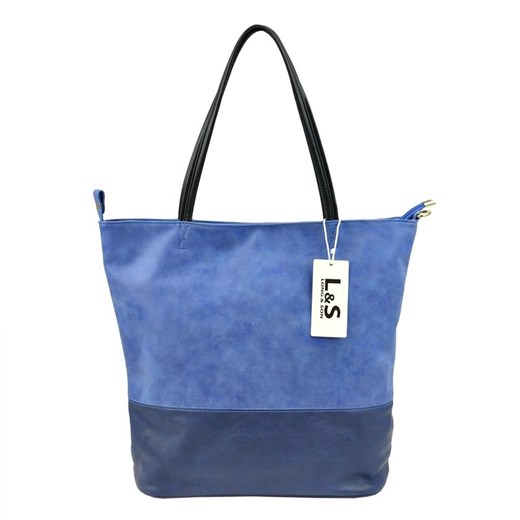 Shopper bag Long-son matowa niebieska na ramię 