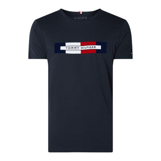 T-shirt męski Tommy Hilfiger granatowy z krótkimi rękawami na wiosnę 