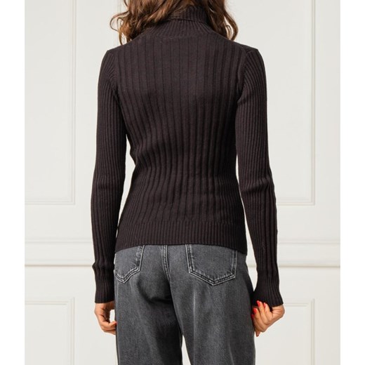Sweter damski Pepe Jeans bez wzorów z golfem casualowy 