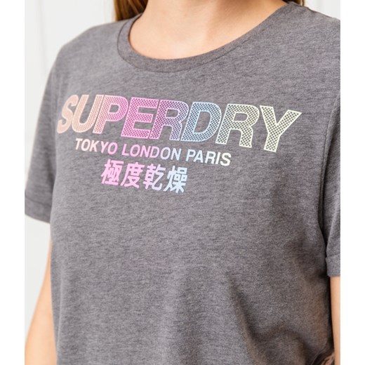 Bluzka damska Superdry z okrągłym dekoltem z napisami z krótkim rękawem 