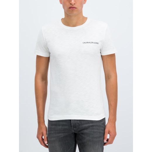 T-shirt męski Calvin Klein gładki biały z krótkimi rękawami 