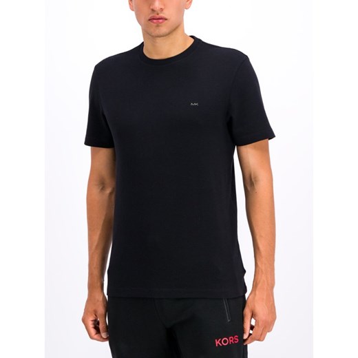 T-shirt męski czarny Michael Kors casual z krótkimi rękawami bez wzorów 