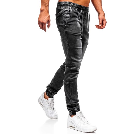 Czarne jeansy męskie Denley bez wzorów młodzieżowe 