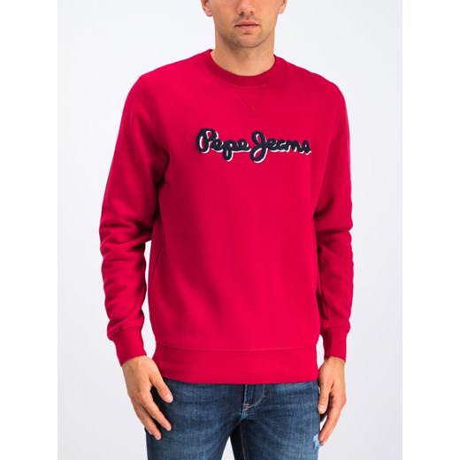 Bluza męska Pepe Jeans jesienna w stylu młodzieżowym czerwona z napisami 