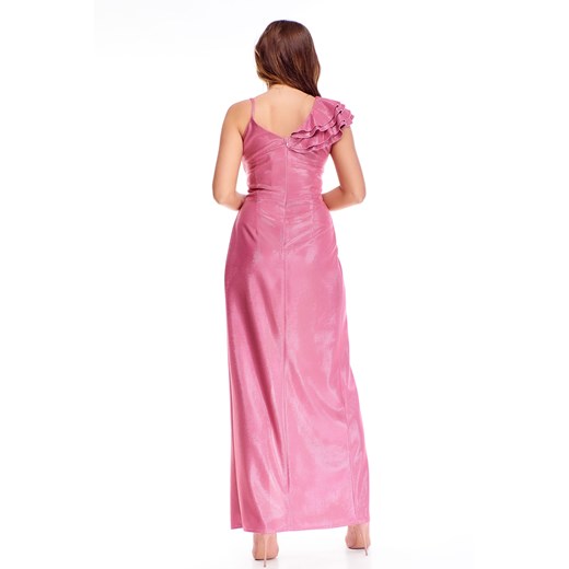 Sukienka Ptakmoda.com karnawałowa maxi bez wzorów elegancka na ramiączkach dla puszystych 