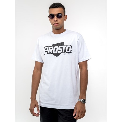 Biały t-shirt męski Prosto. z krótkim rękawem 