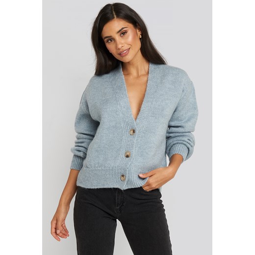Sweter damski NA-KD Trend niebieski bez wzorów 