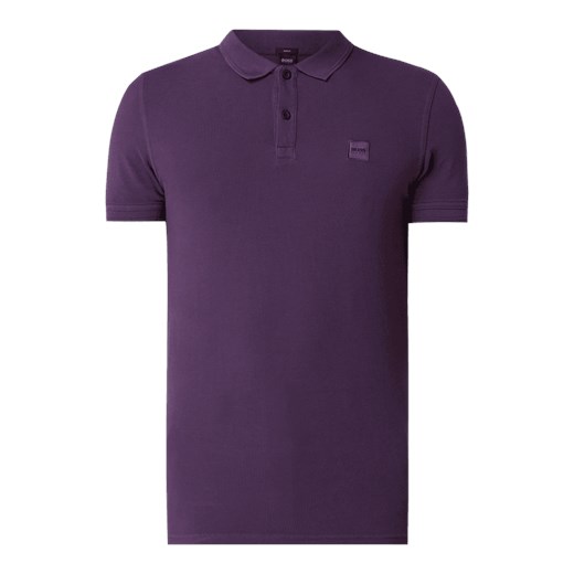 Boss Casual t-shirt męski fioletowy z krótkim rękawem bawełniany 