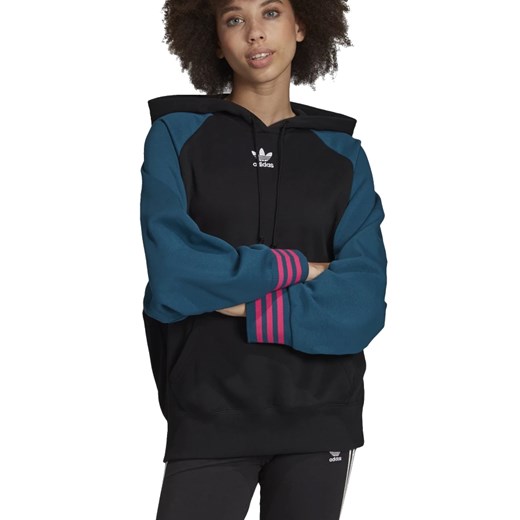 Bluza sportowa Adidas czarna z aplikacjami  dresowa 