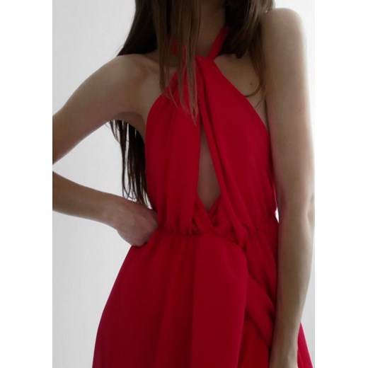 Sukienka gładka czerwona z poliestru 