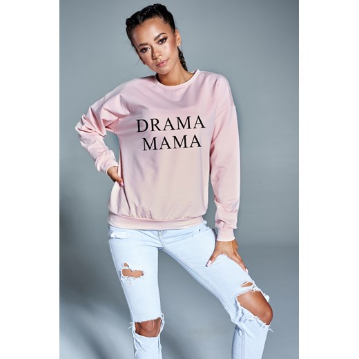 Bawełniana bluza "Drama mama" pudrowa ILM Mosquito S/M mosquito.pl
