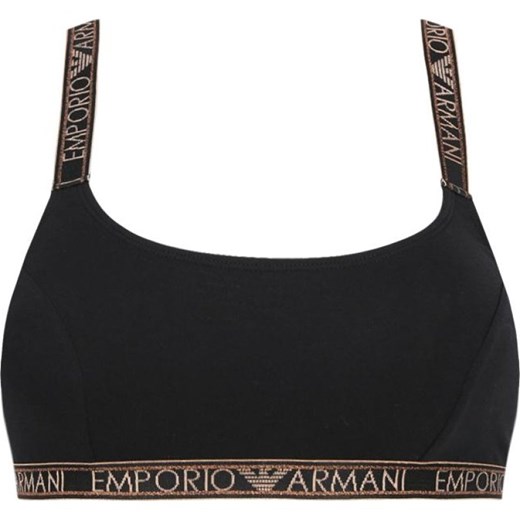 Biustonosz Emporio Armani z napisami czarny sportowy 