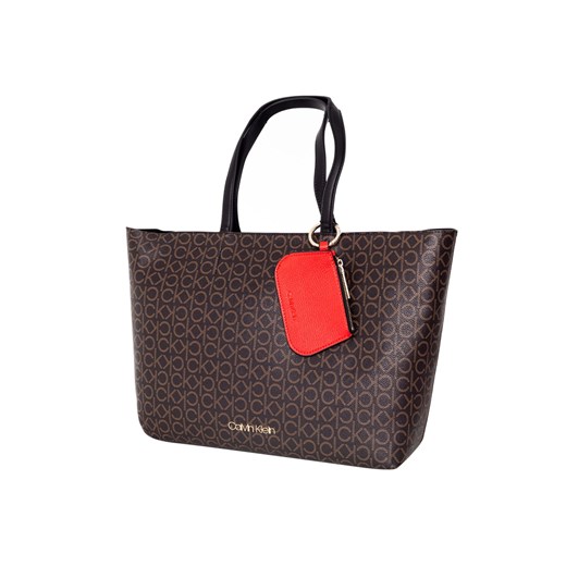 Calvin Klein shopper bag brązowa do ręki na wakacje 
