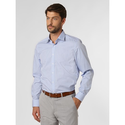 Finshley & Harding Koszula męska Mężczyźni Slim Fit Bawełna jasnoniebieski w kratkę kołnierzyk kent ze sklepu vangraaf w kategorii Koszule męskie - zdjęcie 74976799