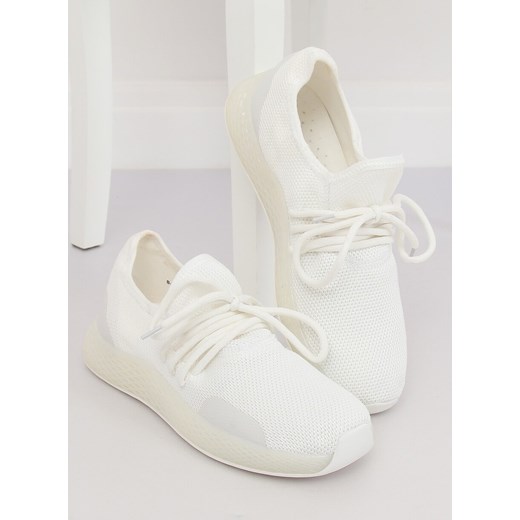 Buty sportowe damskie białe z tworzywa sztucznego bez wzorów 