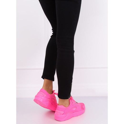 Buty sportowe damskie bez wzorów różowe sznurowane 