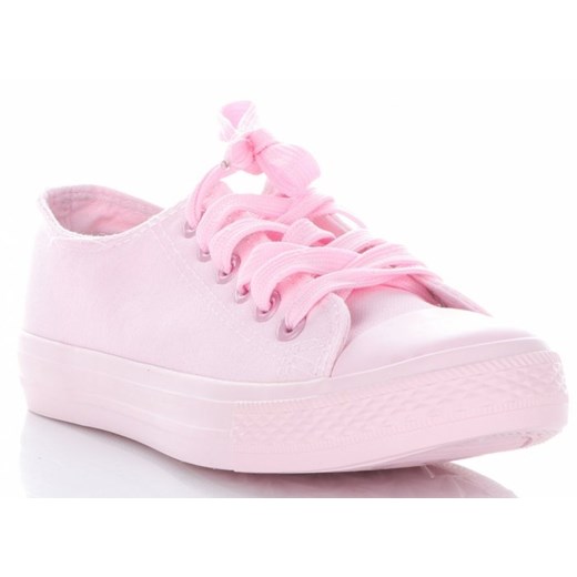 Różowe trampki damskie Ideal Shoes tkaninowe 