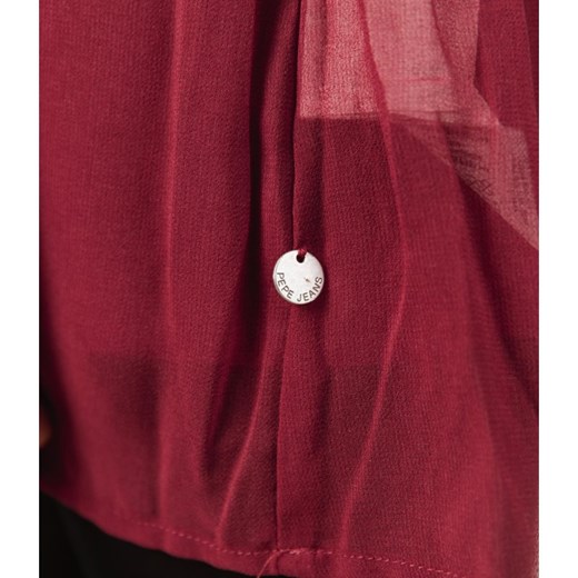 Pepe Jeans sukienka mini czerwona koszulowa dzienna z kokardką 