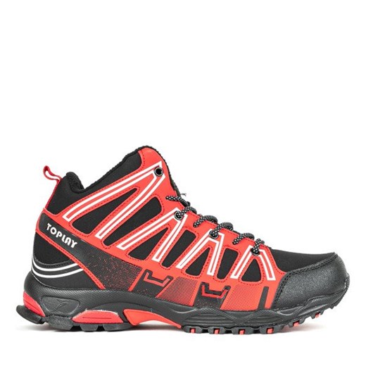 Czarne sportowe męskie buty trekkingowe z czerwoną wstawką Everest - Obuwie  Royalfashion.pl 44 