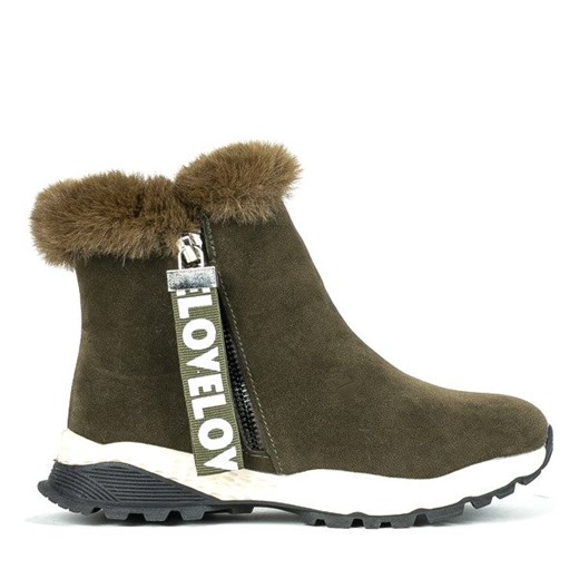 Zielone sportowe botki dziecięce Winter - Obuwie  Royalfashion.pl 35 