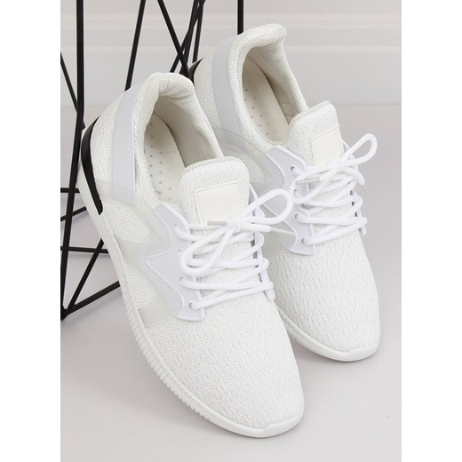 Buty sportowe damskie białe bez wzorów płaskie z tworzywa sztucznego 