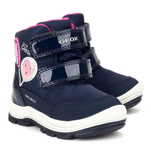 Buty zimowe dziecięce Geox śniegowce na rzepy z aplikacją 