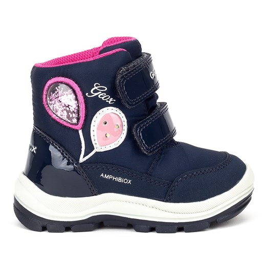 Buty zimowe dziecięce Geox z aplikacją śniegowce na rzepy 