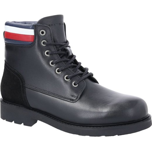 Buty zimowe męskie Tommy Hilfiger militarne skórzane wiązane 