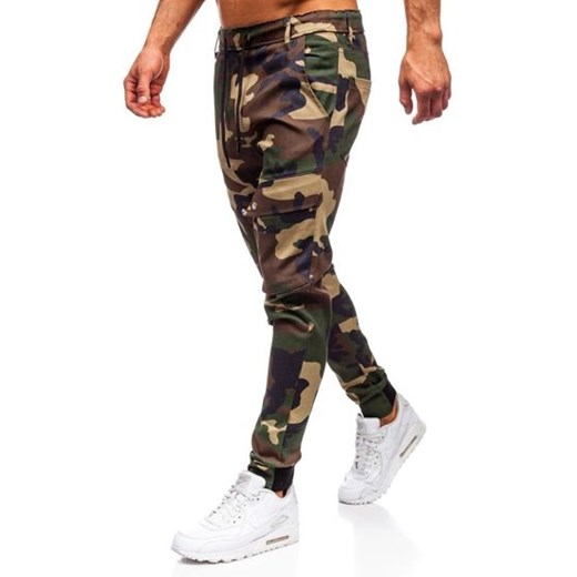 Spodnie męskie joggery bojówki moro-khaki Denley 1003