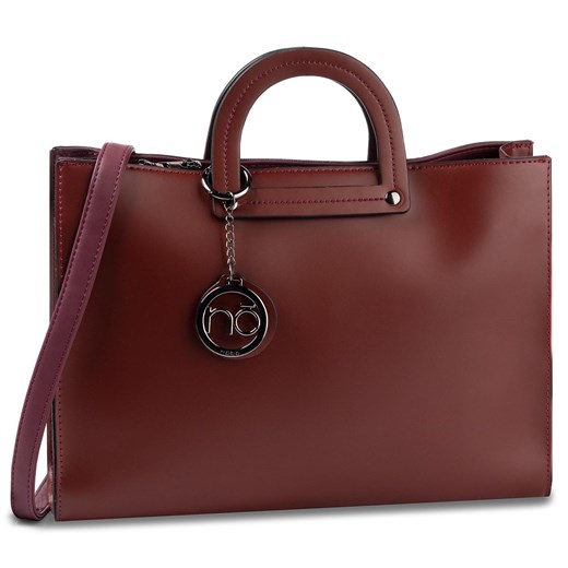 Shopper bag czerwona Nobo matowa do ręki z breloczkiem elegancka 