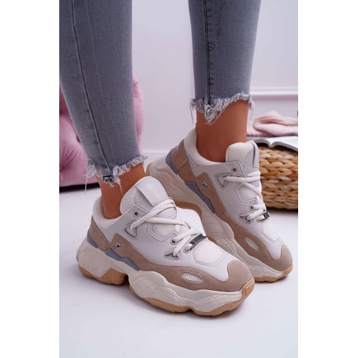 Sneakersy damskie skórzane na płaskiej podeszwie