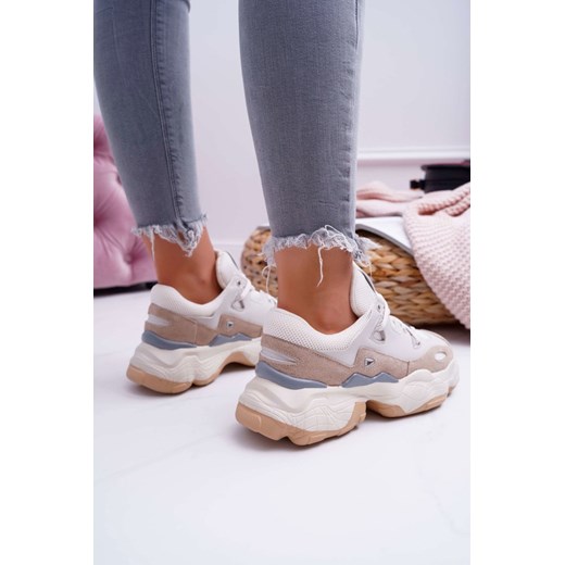 Sneakersy damskie skórzane na płaskiej podeszwie sportowe