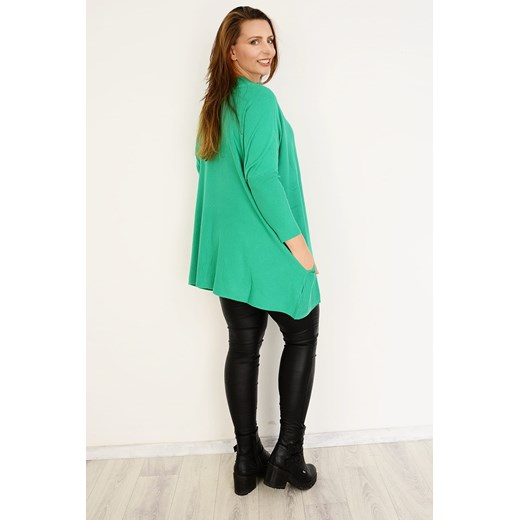 Sweter oversize z kieszeniami zielony N-Fashion  UNI 
