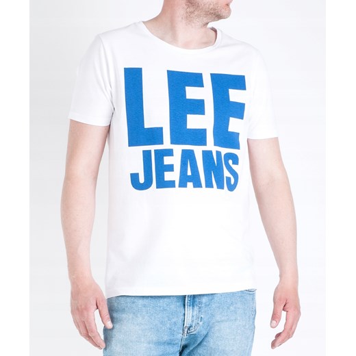 T-shirt męski Lee biały w nadruki 