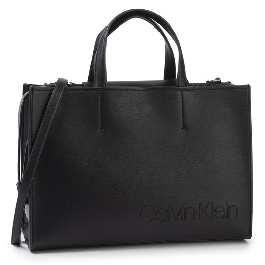 Shopper bag Calvin Klein duża do ręki czarna bez dodatków 