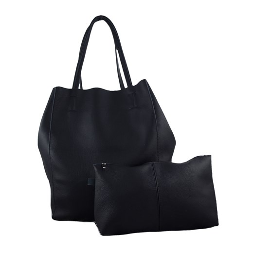 Shopper bag bez dodatków skórzana elegancka do ręki 